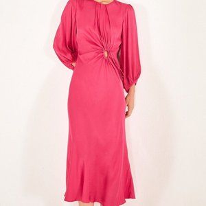 Farm Rio Piping Midi Dress in Magenta Size Large